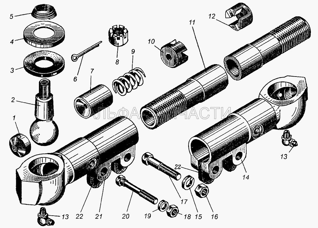 Тяга поперечная рулевая (200-3003065-А Палец шаровой) 