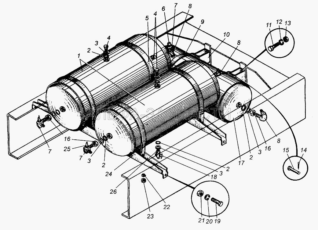 Крепление воздушных баллонов МАЗ-5549 (200319-П29 Болт) 