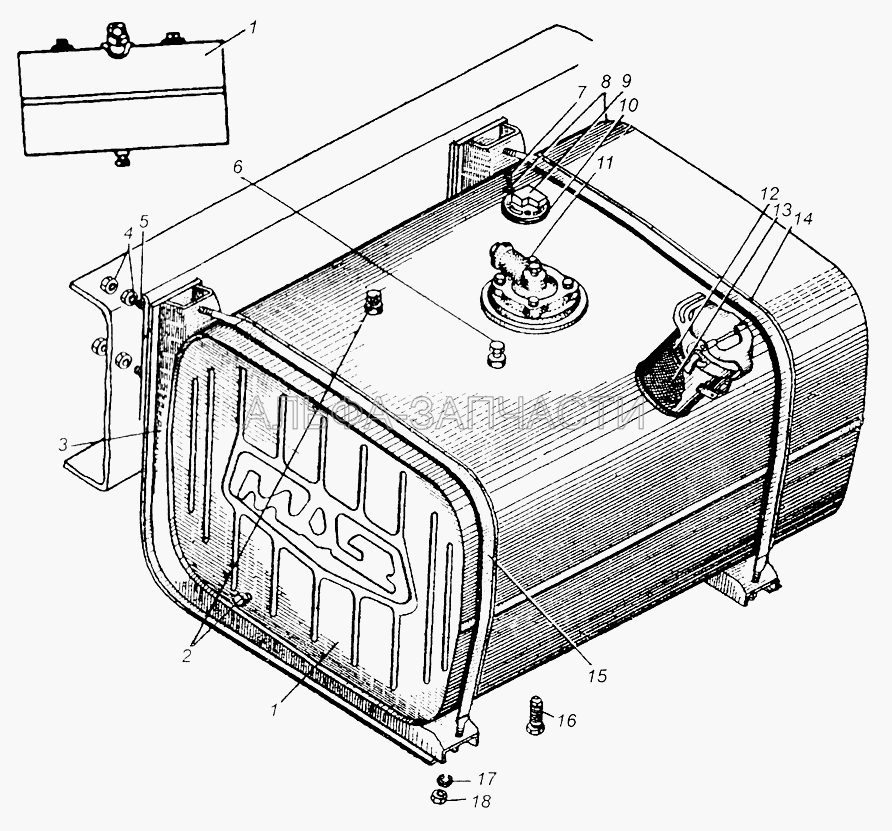 Бак топливный и его установка МАЗ-5335, МАЗ-5549, МАЗ-5429  