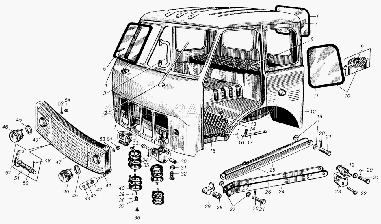 Каркас кабины и его крепление (500-5001218 Втулка верхнего рычага) 