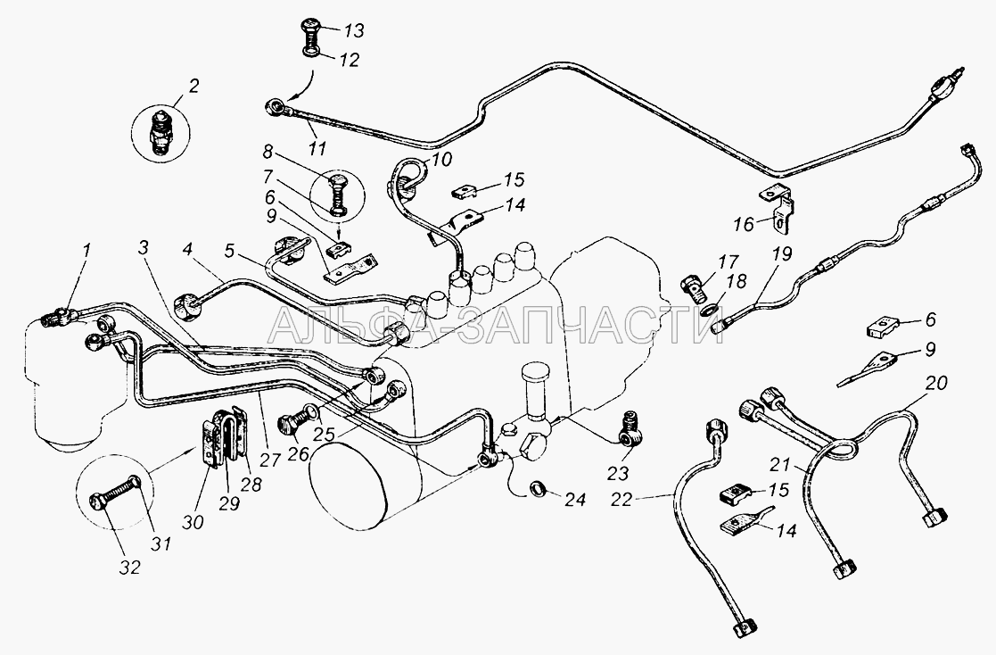 Топливные трубопроводы двигателя ЯМЗ-236  
