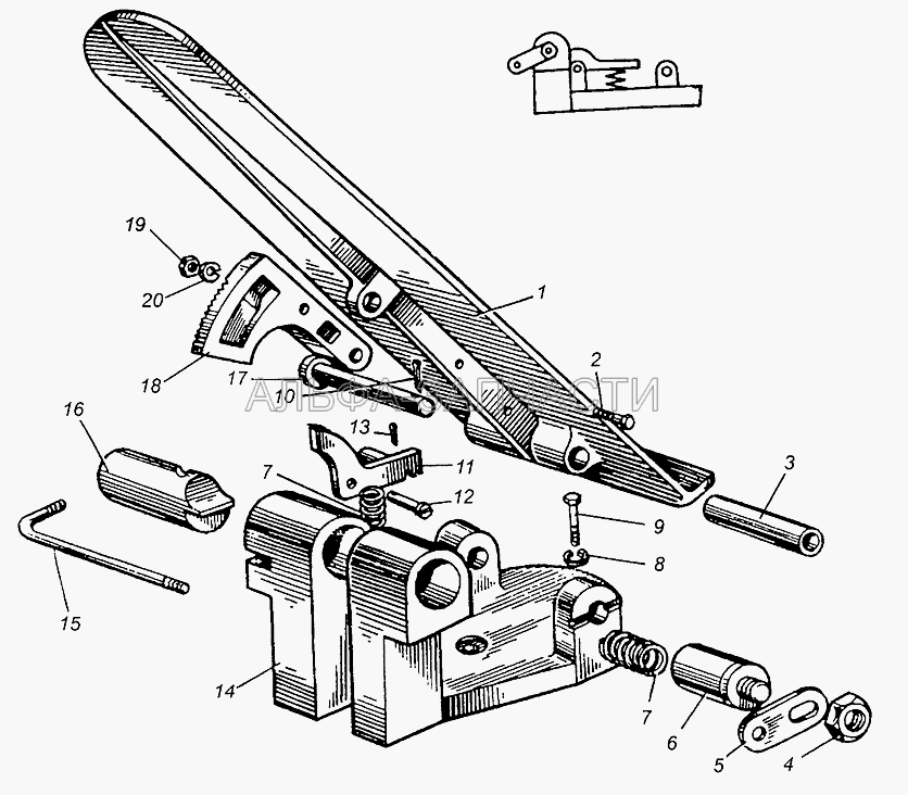 Педаль акселератора и механизм запорный  