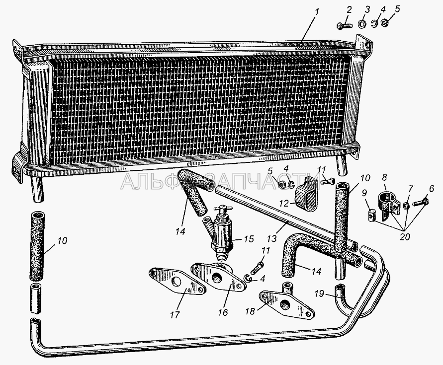 Радиатор масляный (500-1013120 Фланец) 