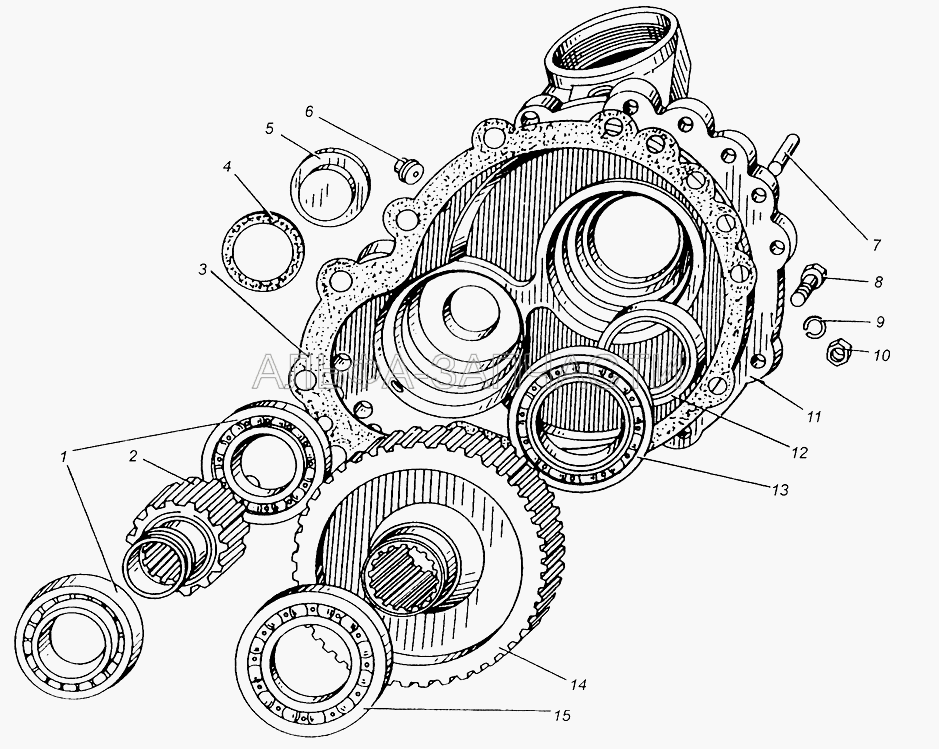 Передача колесная с картером МАЗ-509А (250558-П29 Гайка) 