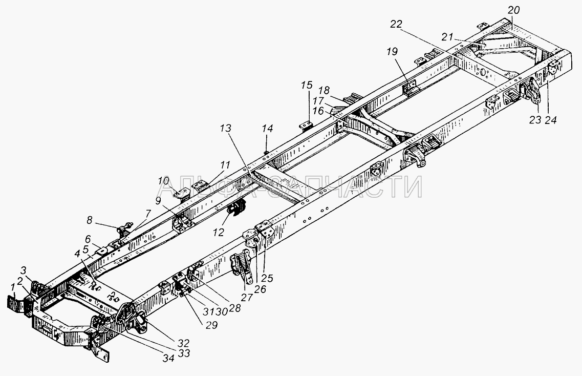 Рама МАЗ-5335 (5335-2902444-20 Кронштейн передней рессоры передний) 