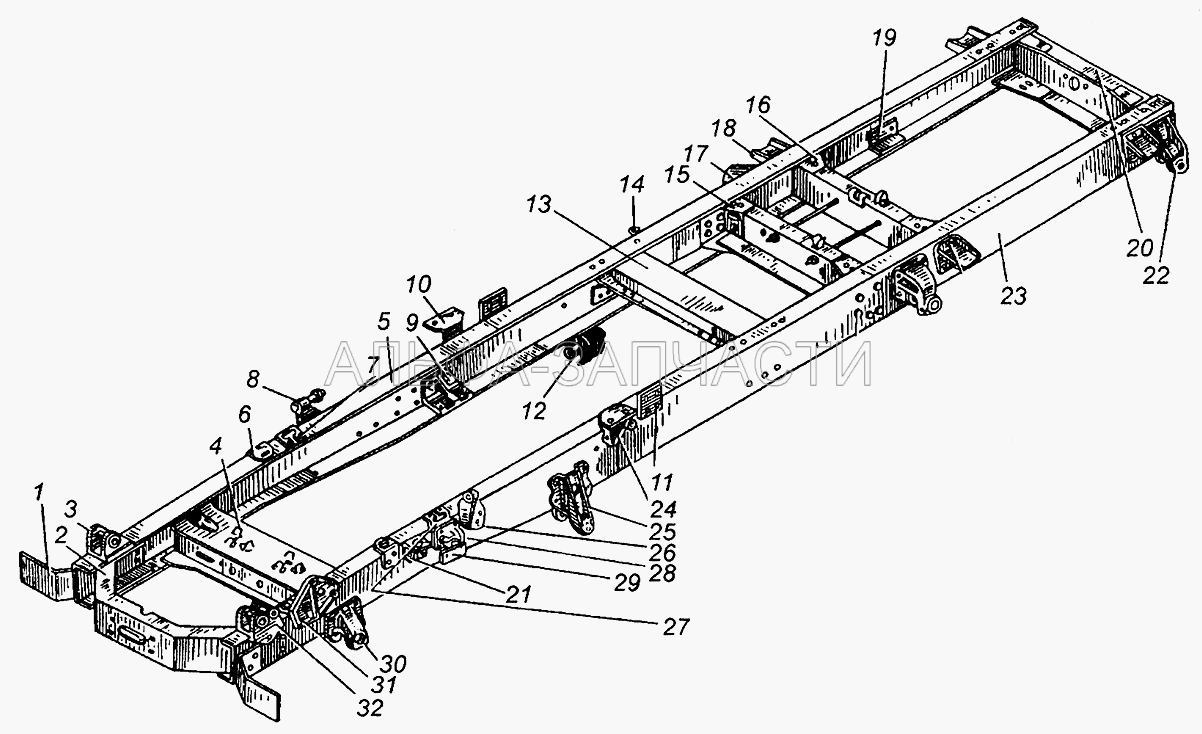 Рама МАЗ-5549 (5335-2902444-20 Кронштейн передней рессоры передний) 