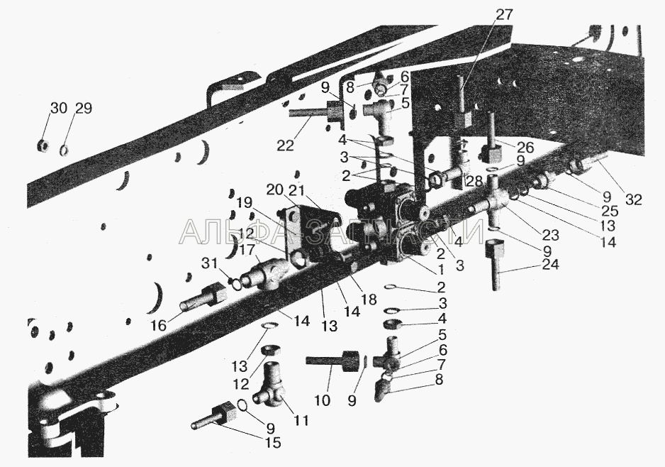 Крепление четырехконтурного клапана МАЗ-642208, 642205 (402741 Угольник) 