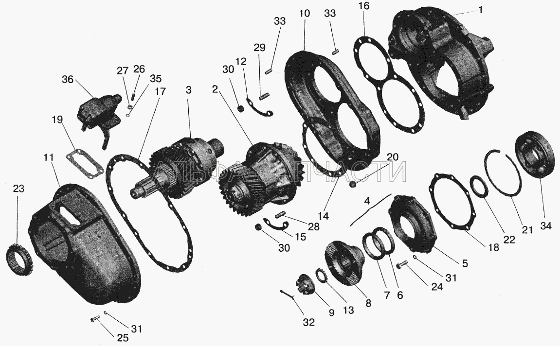 Редуктор среднего моста (6303-2502021 Шестерня ведущая (U=6,59)) 