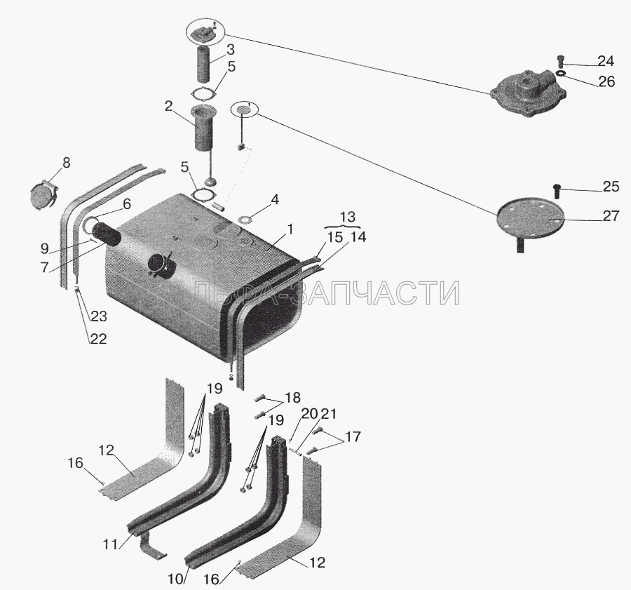 Крепление топливного бака МАЗ-543203, 543202, 551605, 551603, 555102  