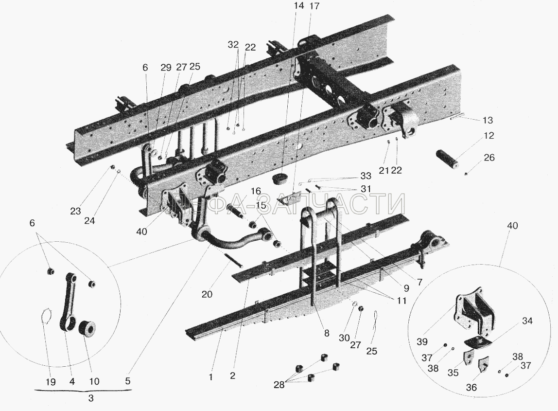 Подвеска задняя 54321-2900002-10 (374910 Гайка М20х1,5-5Н6Н) 