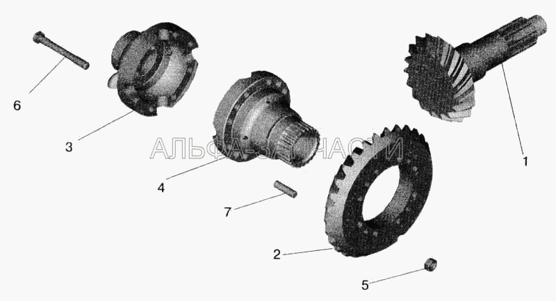 Редуктор заднего моста. Шестерни ведущая и ведомая (комплект для запчастей)  