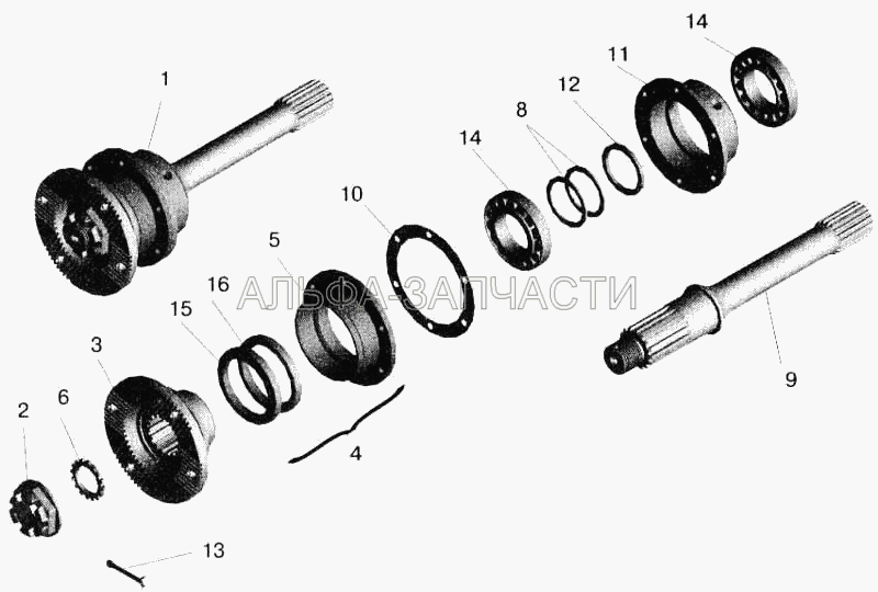 Мост средний. Вал задний (6422-2502175-10 Стакан) 