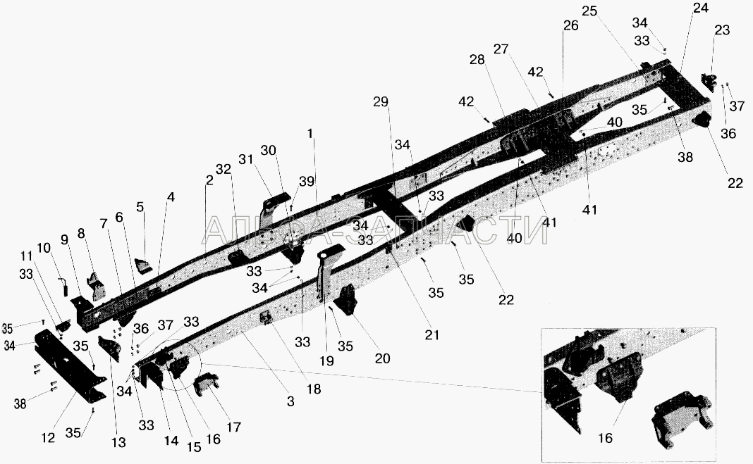 Рама 642208, 642205-рессорная подвеска  