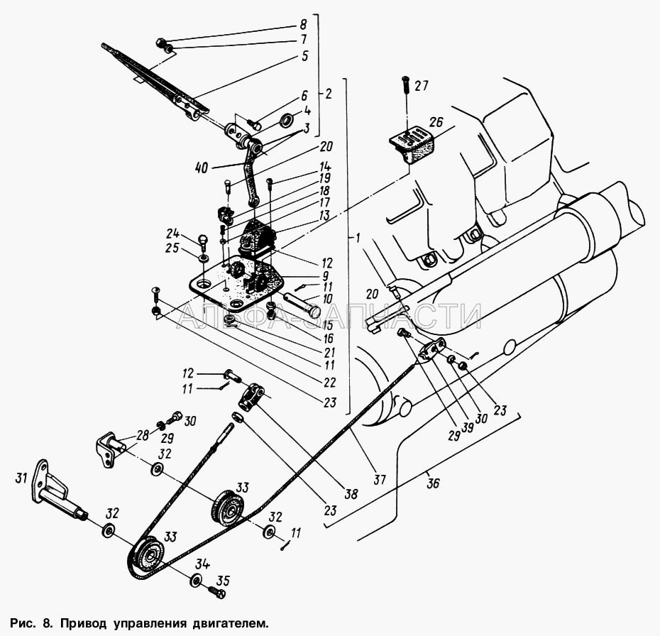 Привод управления двигателем (250508 Гайка М6-6Н ОСТ 37.001.124 -75) 