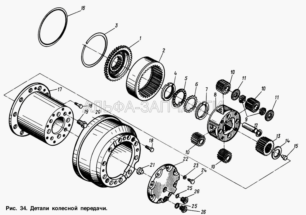 Детали колесной передачи  