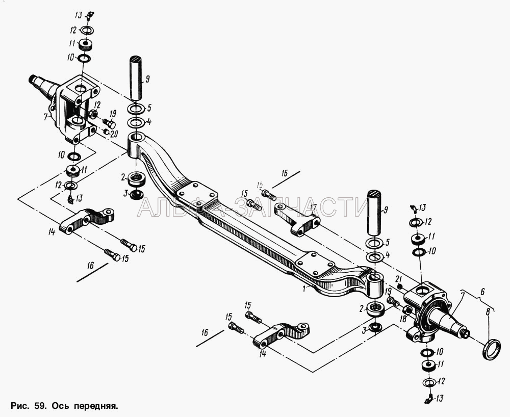 Балка оси (64221-3001019 Шкворень) 