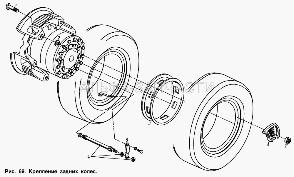 Крепление задних колес  