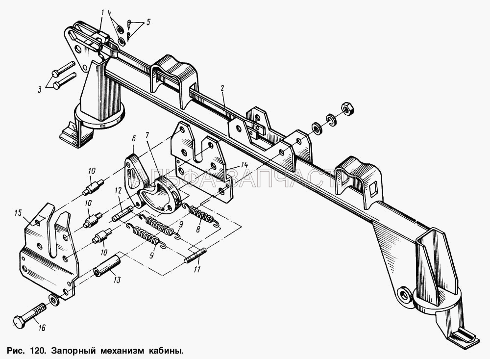 Запорный механизм кабины (5336-5001609-01 Рукоятка) 