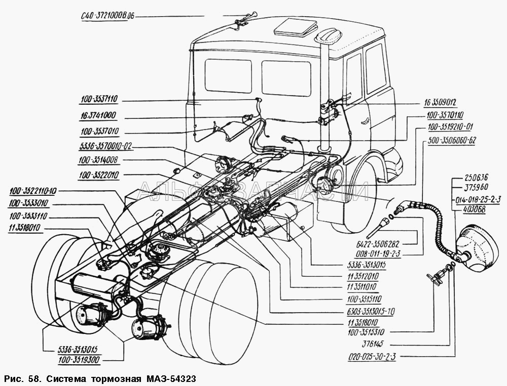 Система тормозная МАЗ-54323 (100-3570209 Комплект запчастей (цилиндра 100-3570210) (По потребности)) 