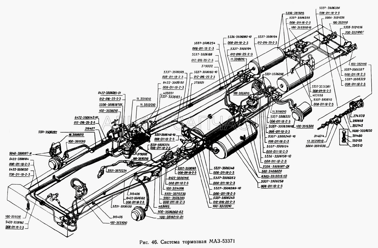 Система тормозная МАЗ-53371  