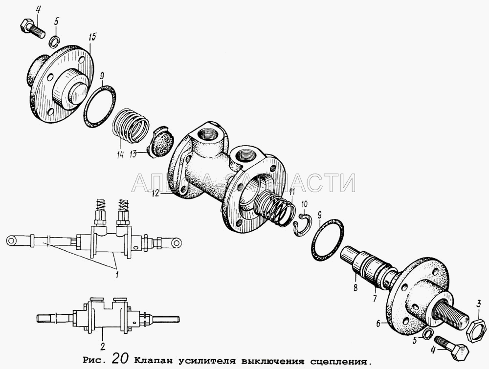 Клапан усилителя выключения сцепления  