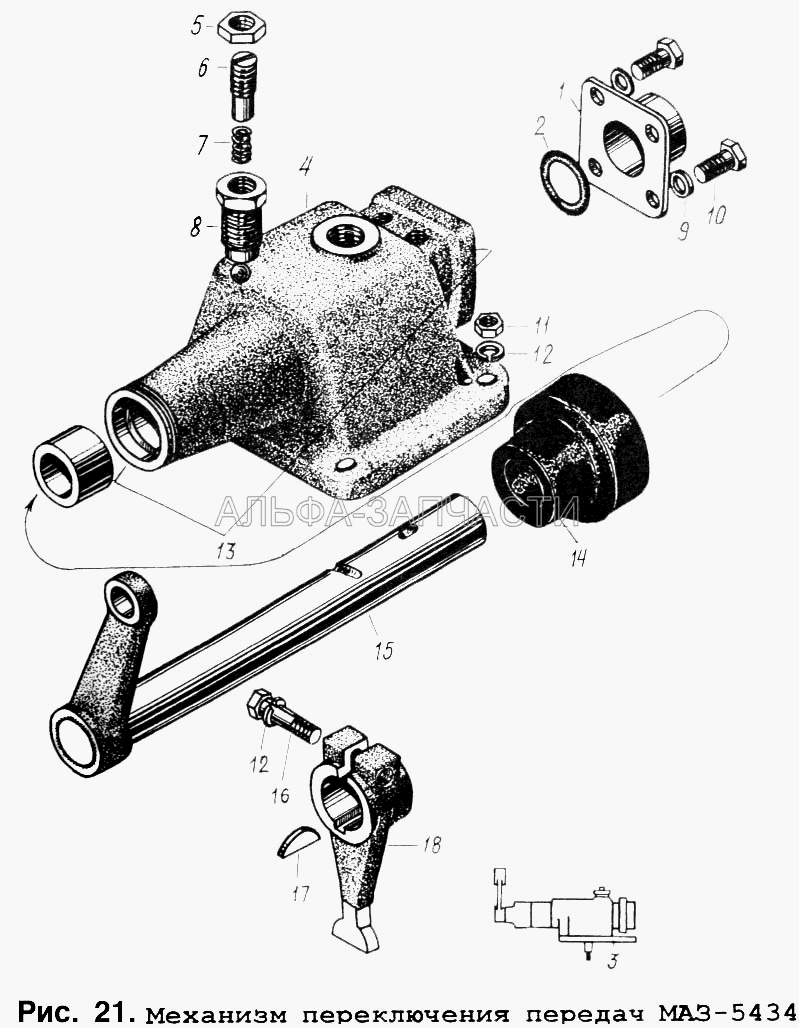 Механизм переключения передач МАЗ-5434 (5336-1703218-10 Валик) 