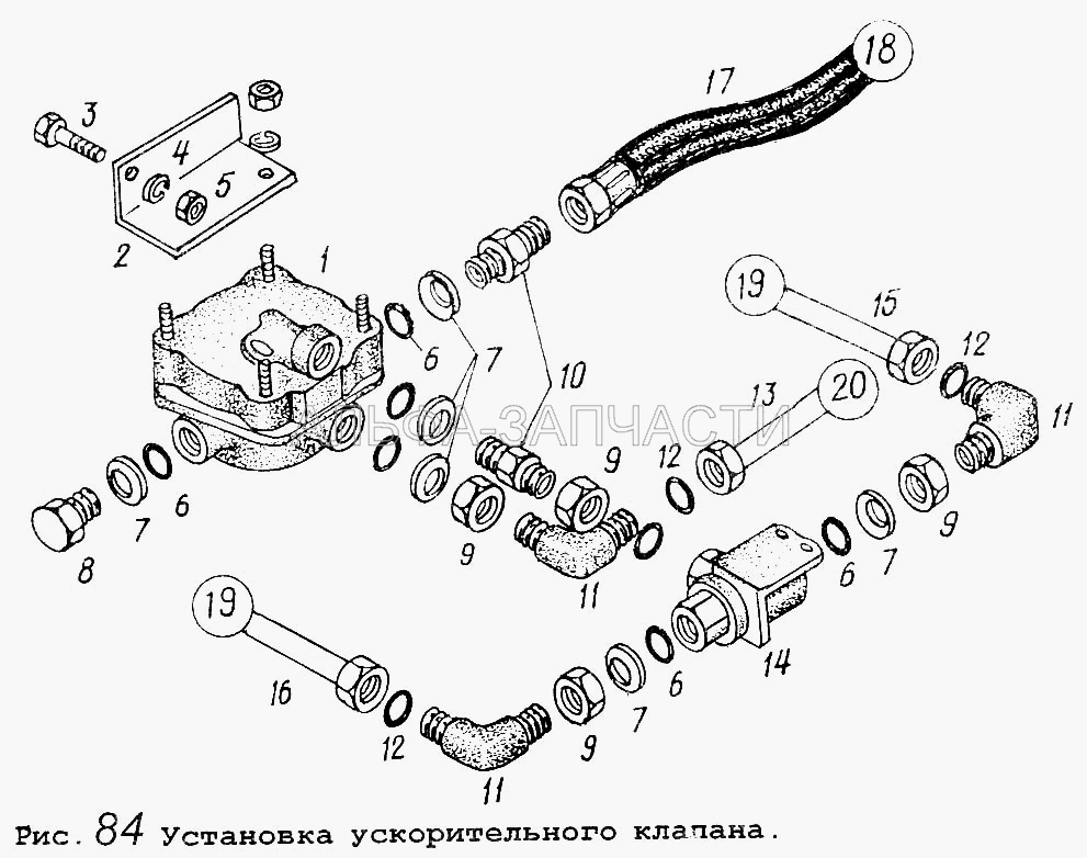 Установка ускорительного клапана (6422-3506085-01 Шланг) 