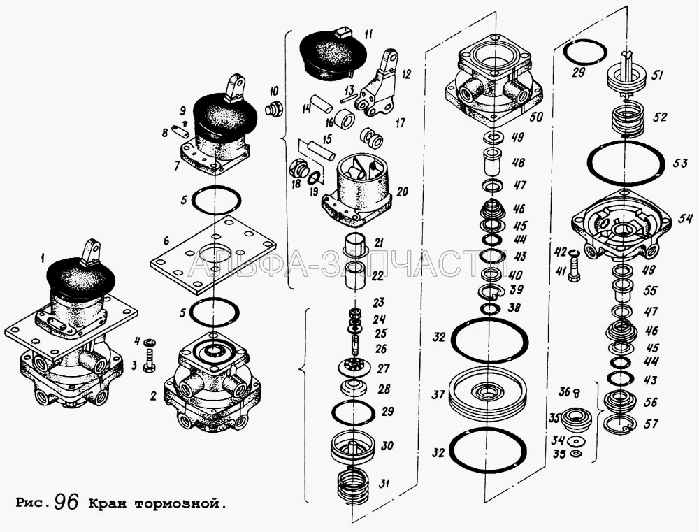 Кран тормозной (100-3514023 Хомут) 