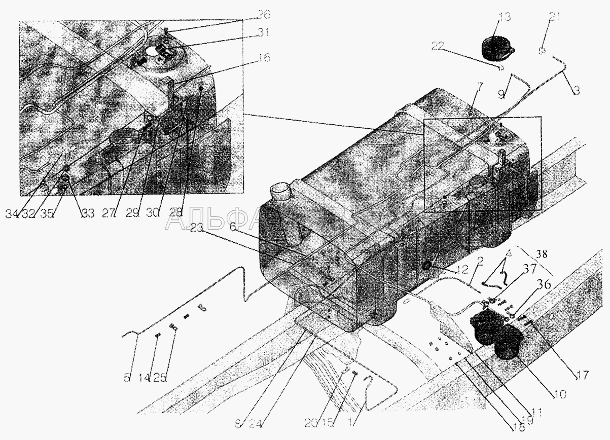 Топливопроводы системы питания МАЗ 544008, 643008 (643010-1104500 Топливопровод) 