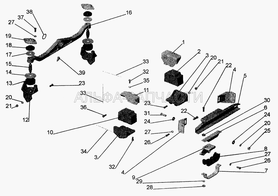 Крепление двигателя 64301-1001002 (6422-1001034 Подушка боковая в сборе) 