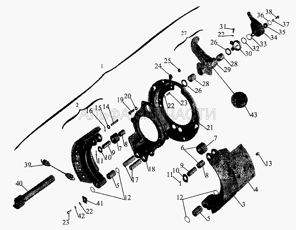 Тормозной механизм передних колес (6430-3501110 Кулак правый) 