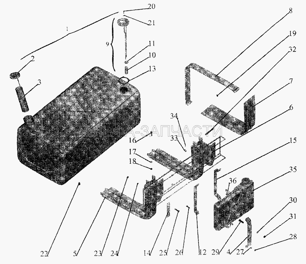 Крепление топливного бака и бачка подогревателя (6430-1015705 Кран) 