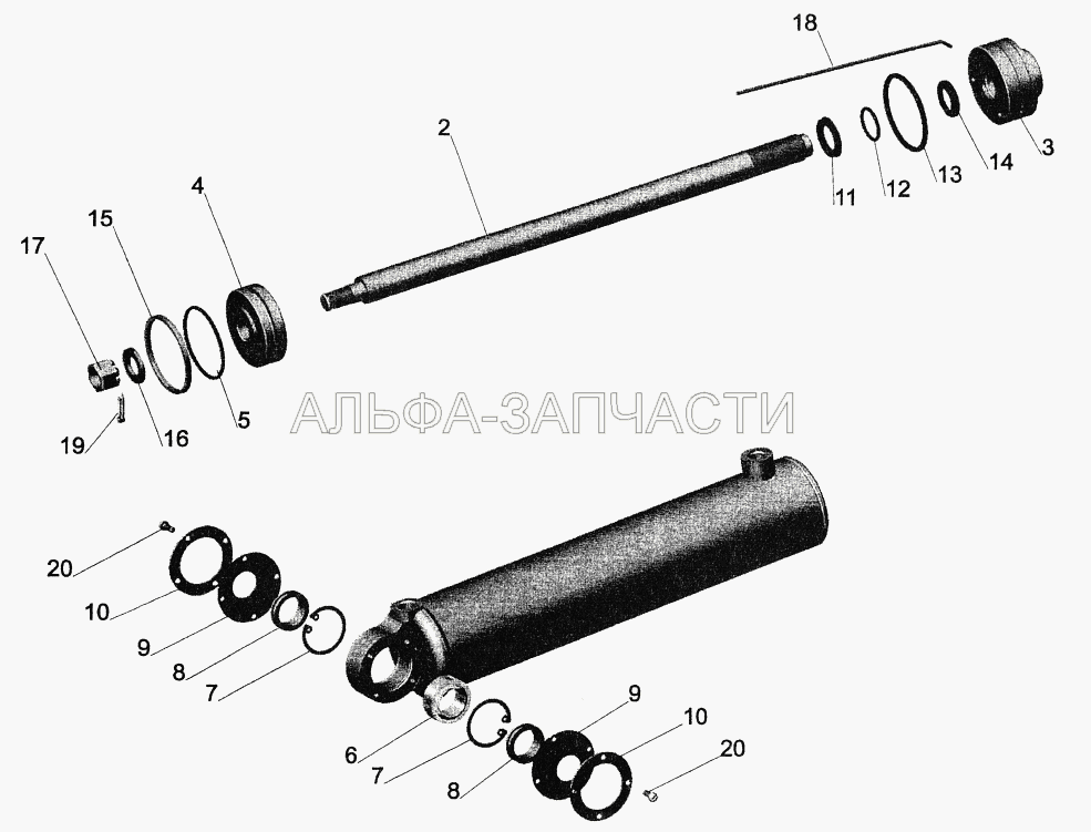 Цилиндр ЦГ80-360-3405010-20 (ЦГ80-280-3405041 Шайба) 