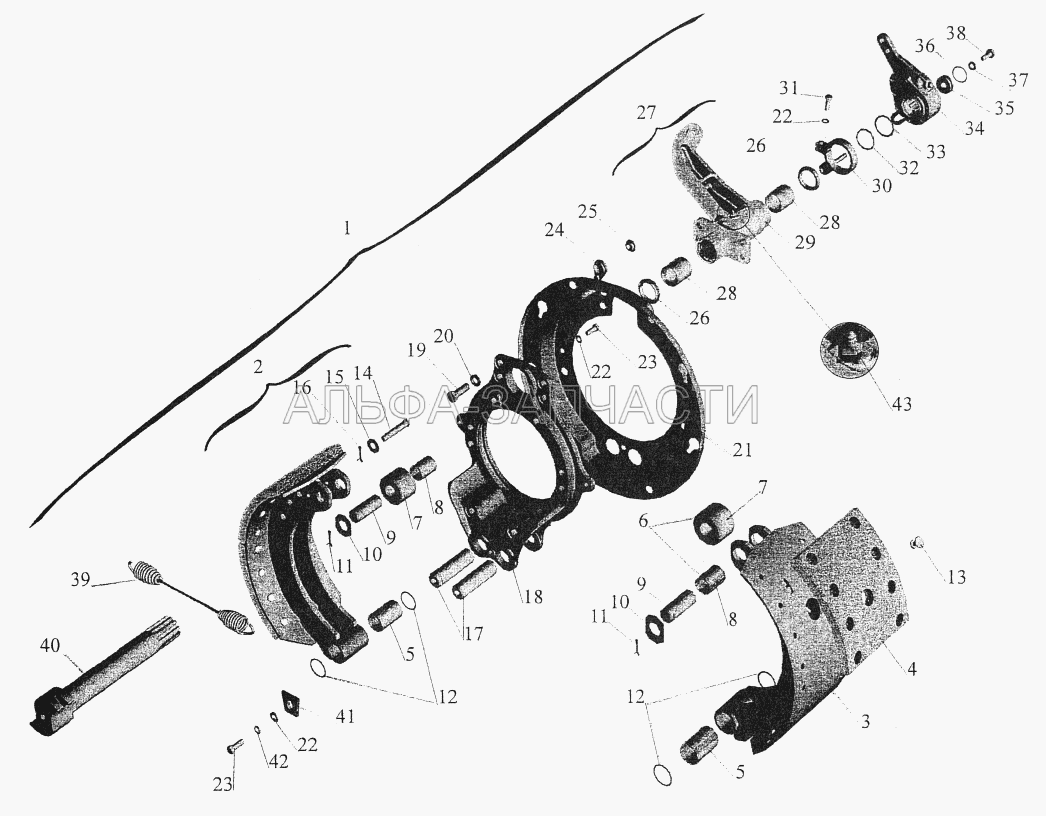 Тормозной механизм передних колес (54326-3501034 Пружина) 
