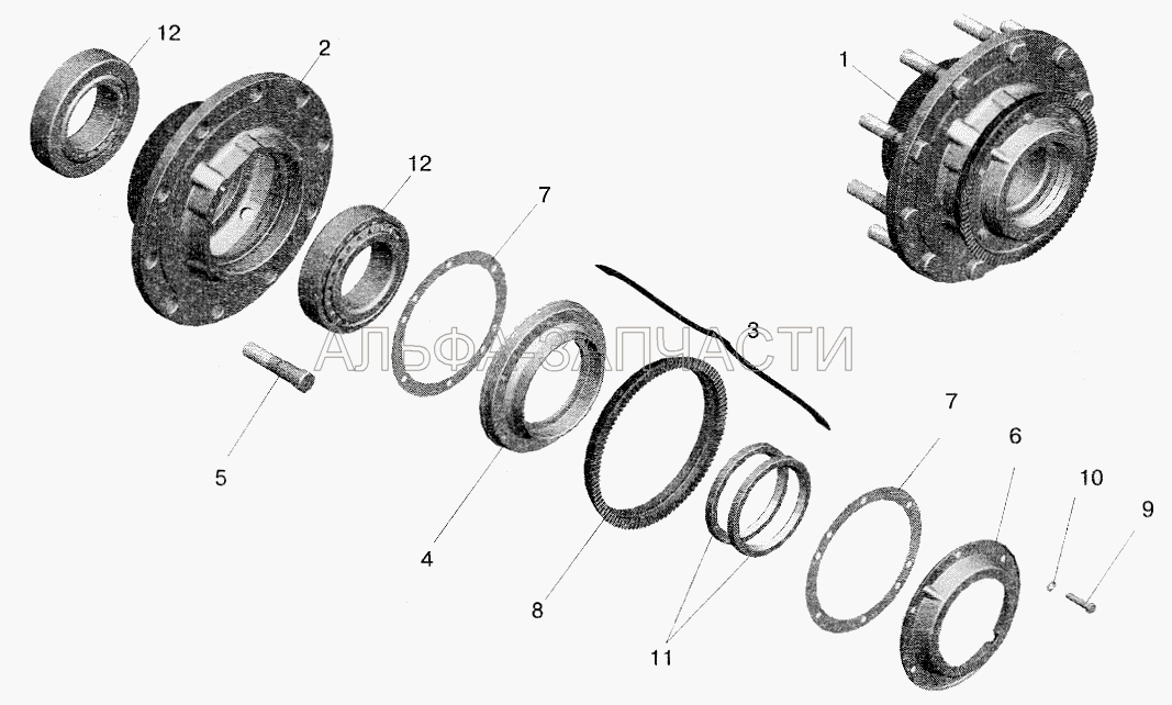 Ступица моста (54326-3104034 Крышка в сборе (без АБС)) 