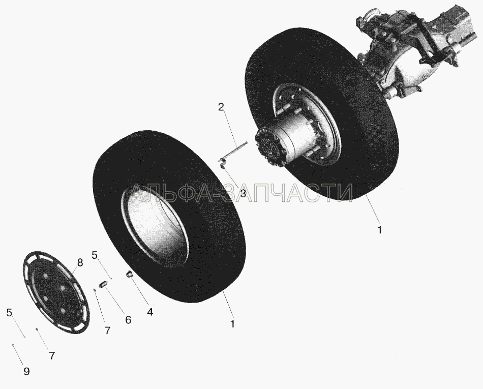 Установка задних колес (93865-3104038 Гайка М22х1,5-6Н) 
