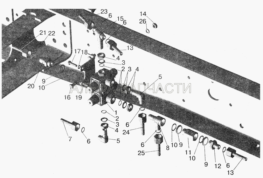 Крепление четырехконтурного клапана МАЗ-555102 (250512 Гайка М10х1-6Н) 