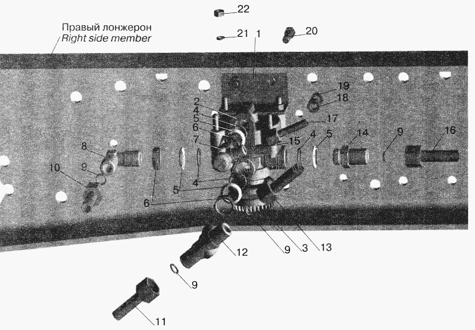 Установка ускорительного клапана и присоединительной арматуры МАЗ-642208, 642205 (402801 Угольник) 