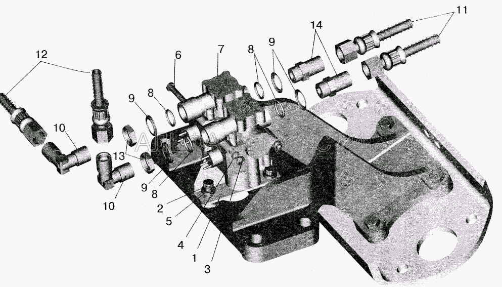 Установка задних модуляторов и присоединительной арматуры МАЗ-555102  