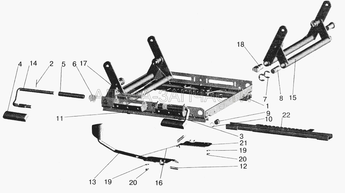 Механизм регулирования высоты (250508 Гайка М6-6Н ОСТ 37.001.124 -75) 