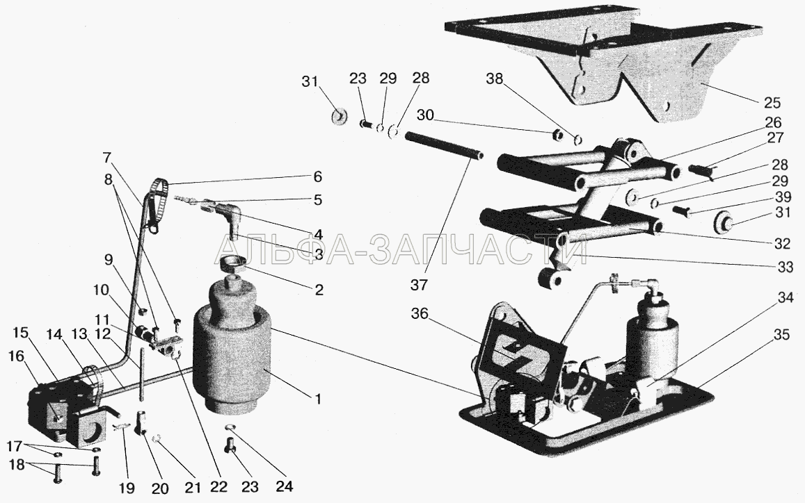 Подставка сиденья с пневмооборудованием (201452 Болт М8-6gх12) 