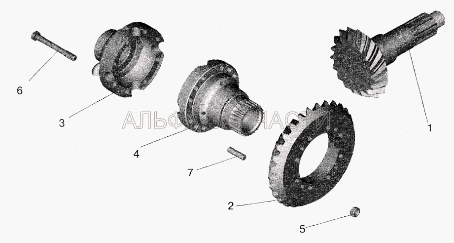 Редуктор заднего моста. Шестерни ведущая и ведомая (комплект для запчастей)  