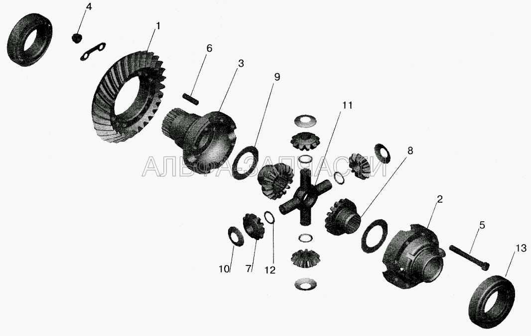 Редуктор среднего моста. Дифференциал  