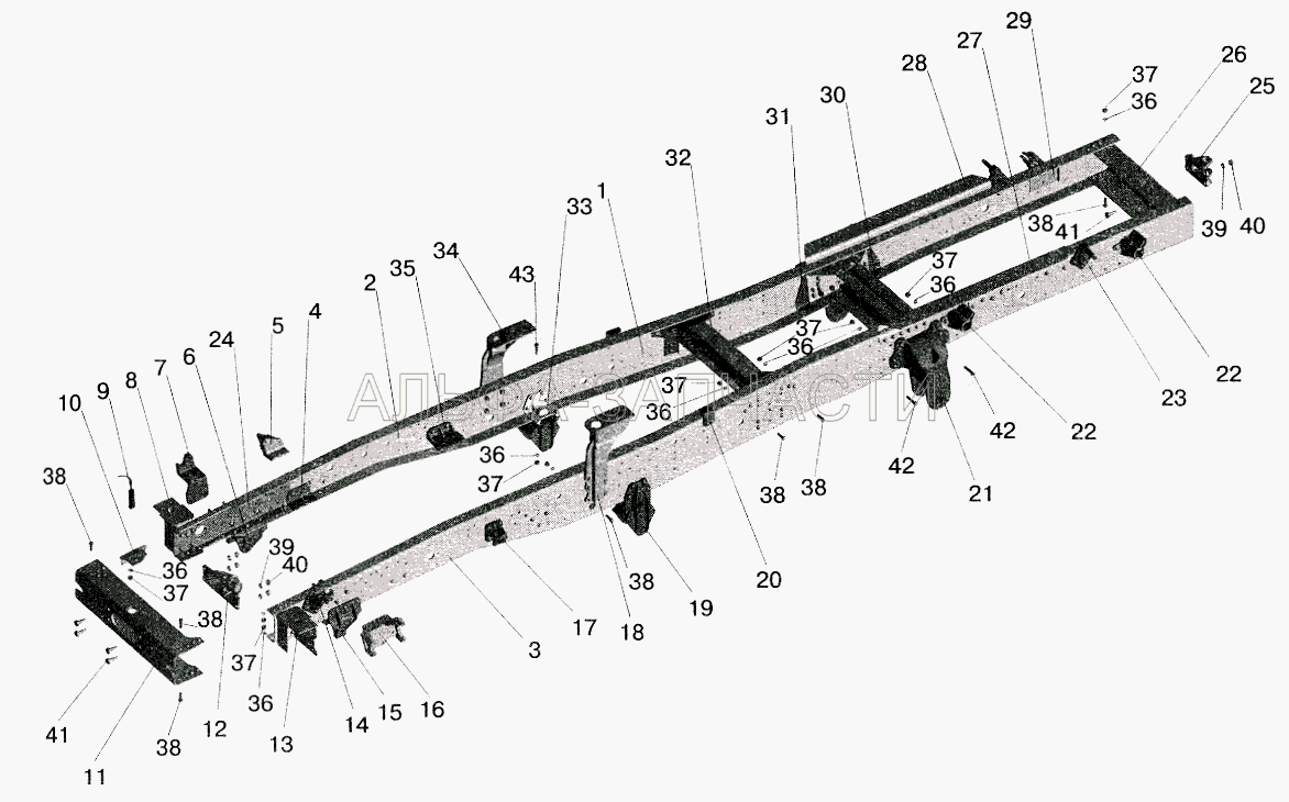 Рама 543205, 543208-пневмоподвеска (500А-2806115 Вилка в сборе) 