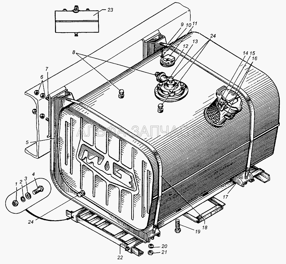 Бак топливный и его установка МАЗ-509А  