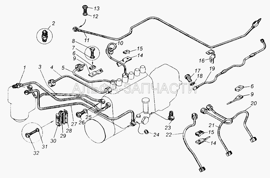 Топливные трубопроводы двигателя ЯМЗ-236  