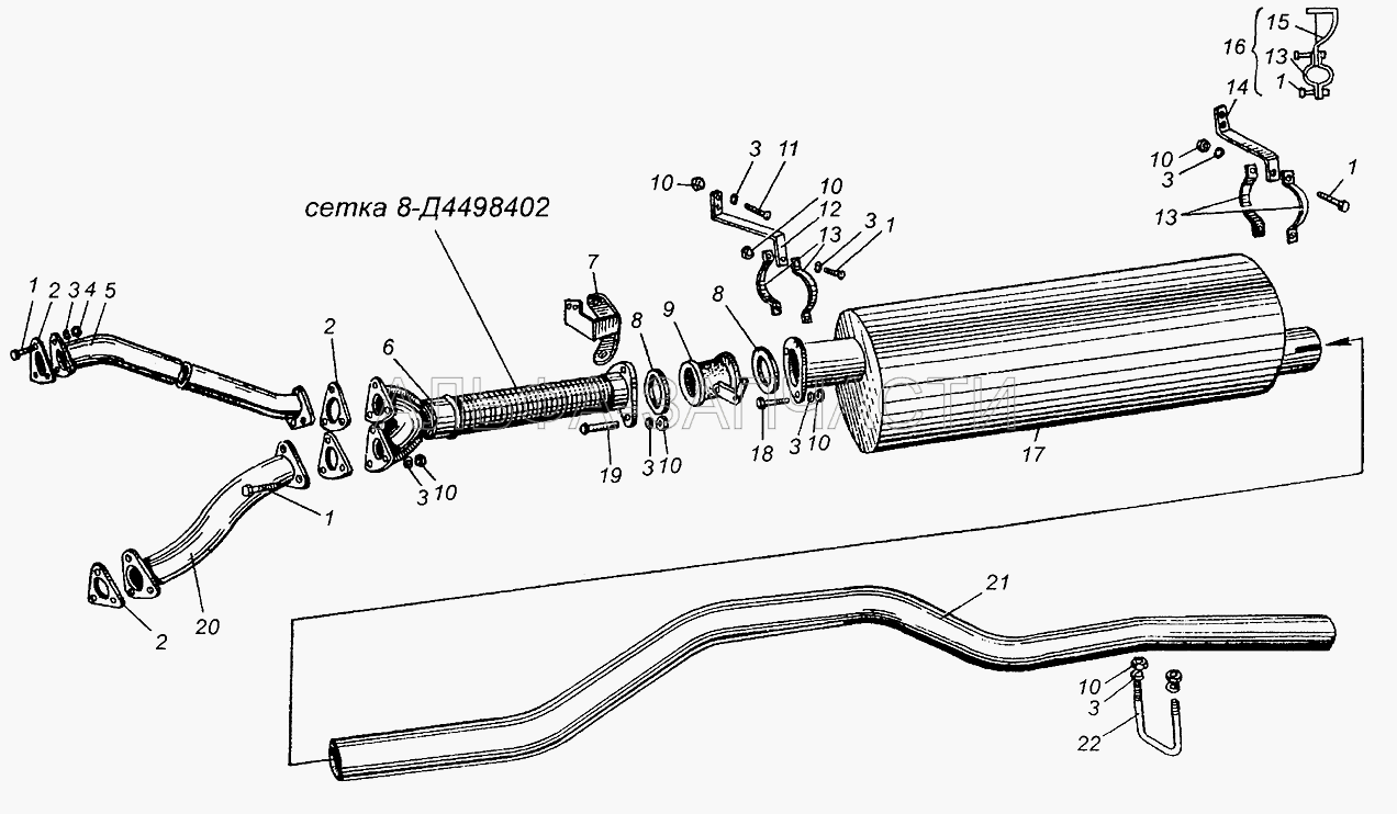 Глушитель МАЗ-5335, МАЗ-5549, МАЗ-5429, МАЗ-504В  