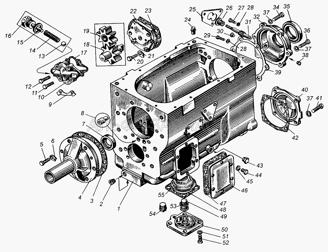 Картер и насос масляный коробки передач  