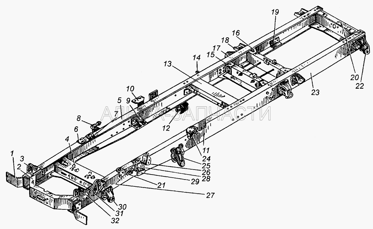 Рама МАЗ-5549 (5335-2902444-20 Кронштейн передней рессоры передний) 