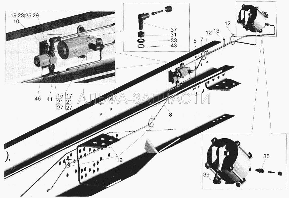 Установка механизмов запора борта МАЗ-5516  